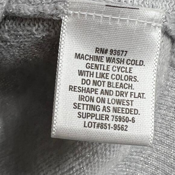 LIZ CLAIBORNE Metallic Silver Sweater Polka Dot Crew Neck Oversized Fit Size L - Picture 5 of 6